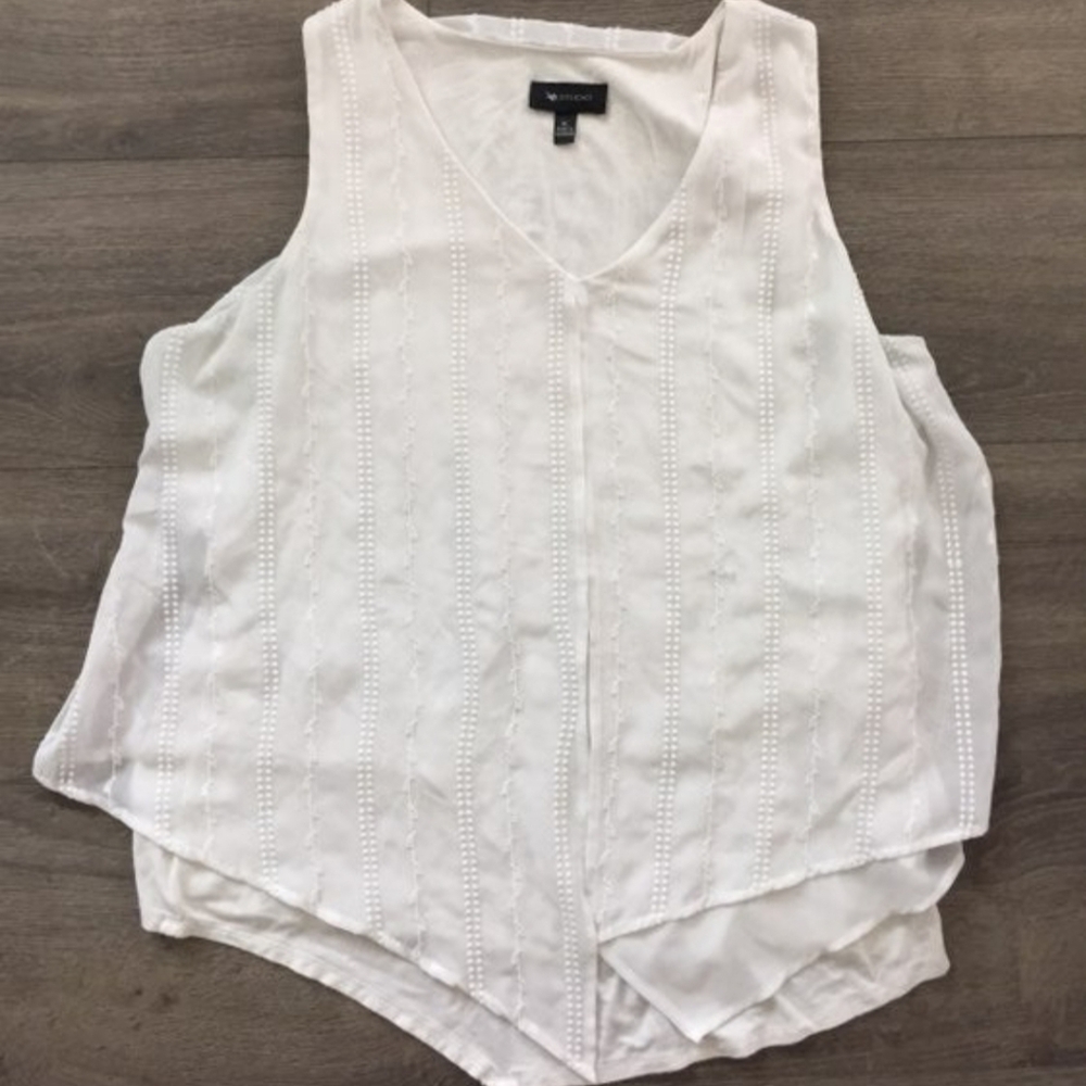 AB Studio White Layered Sleeveless Blouse Top Women's Size XL